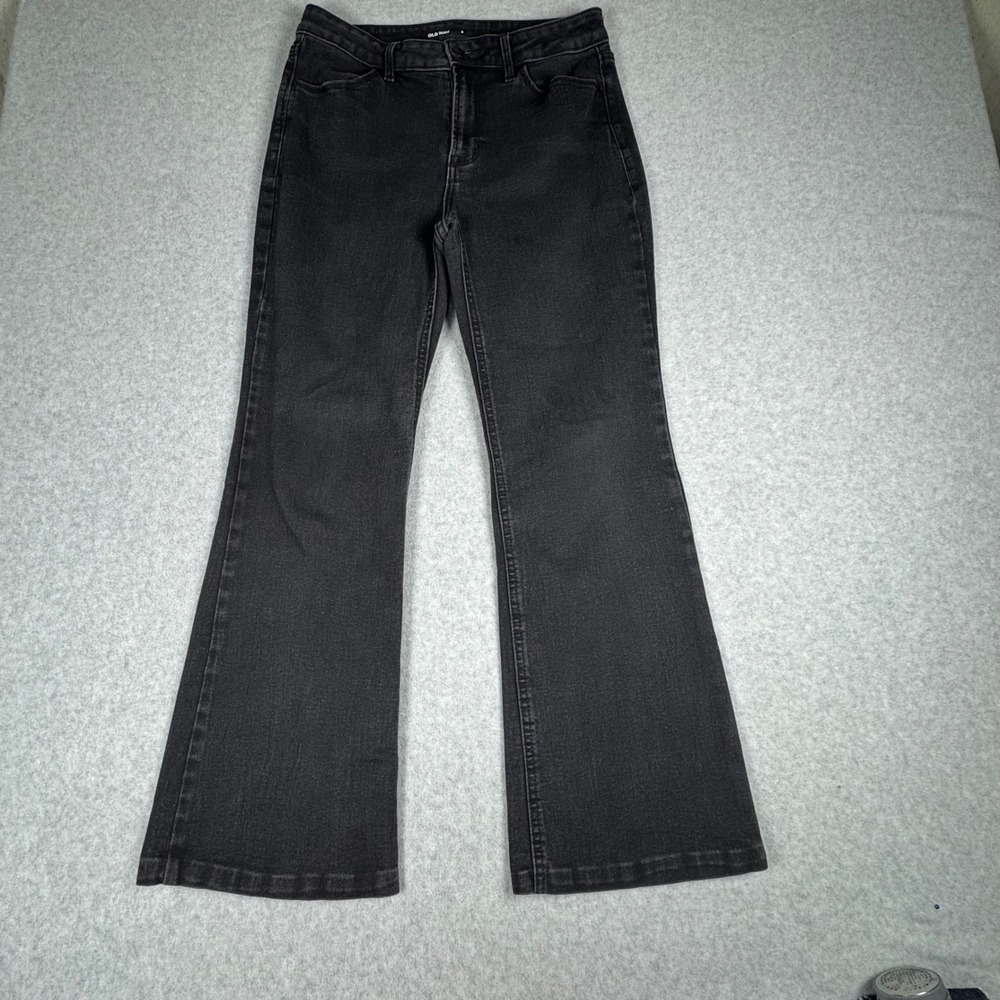 Old Navy Womens High Waisted Flare Jeans Washed Black Size 8 Hemmed